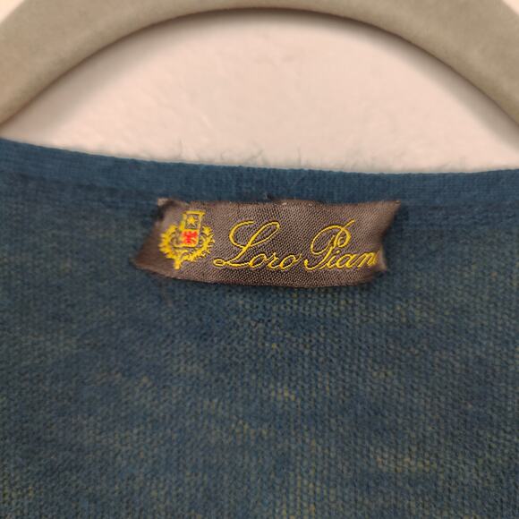 Loro Piana Cashmere Cardigan Womens 42 US 6 Green Blue Reversible FLAW HOLE - Picture 7 of 13